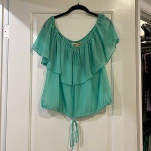 Sheer teal flowy top